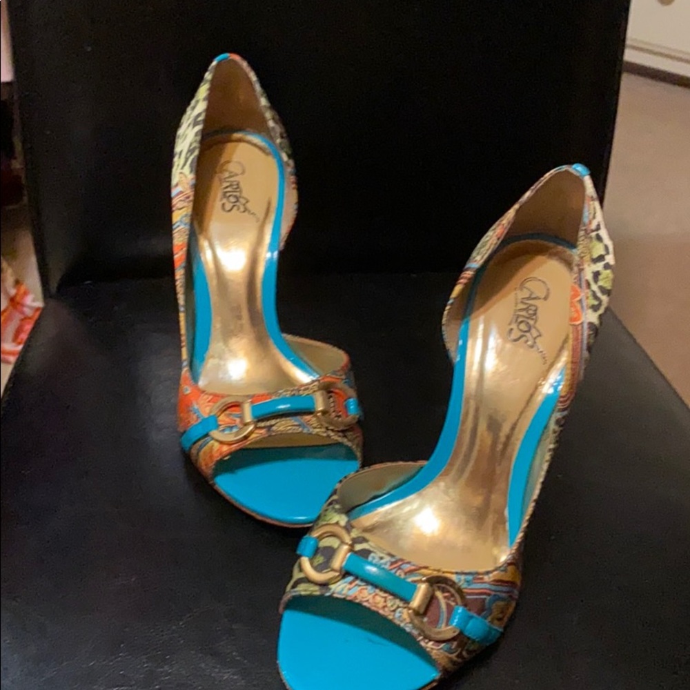 Carlos Santana Aqua Leopard Heels